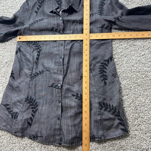 Soft Surroundings Womens Small Gray Leaf-Patterned Button-Down Tunic Top - Picture 5 of 8